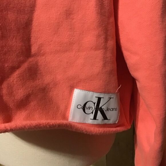 Calvin Klein Jeans Pink Oversized Cropped Hoodie M - Picture 3 of 8